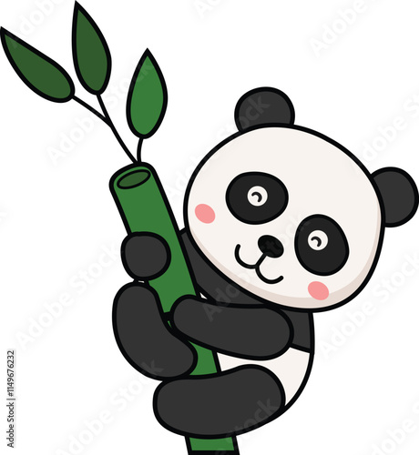cute cartoon panda character on white background illustration