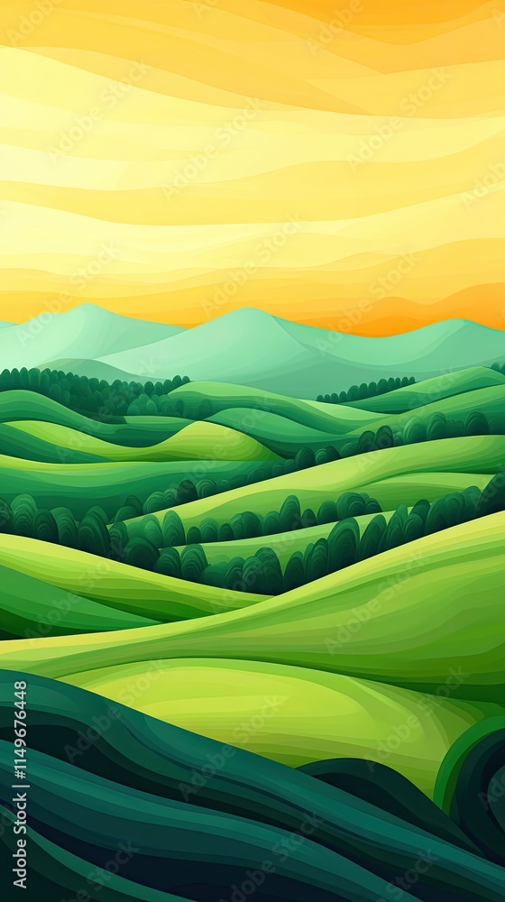 Obraz premium Exploring rolling green hills nature landscape vibrant environment aerial view peaceful concept