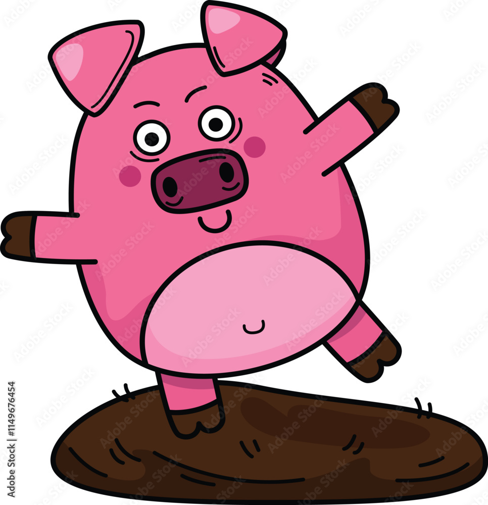 cute cartoon pig character on white background illustration cute cartoon pig character on white background illustration