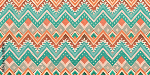 Vibrant geometric pattern showcasing teal and coral colors in a modern design.