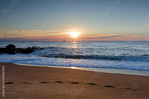 Coucher de soleil sur l'océan Atlantique depuis Capbreton