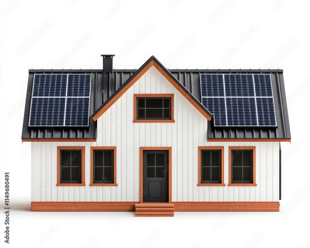 Modern house design featuring solar panels for sustainable living. Modern house design featuring solar panels for sustainable living.