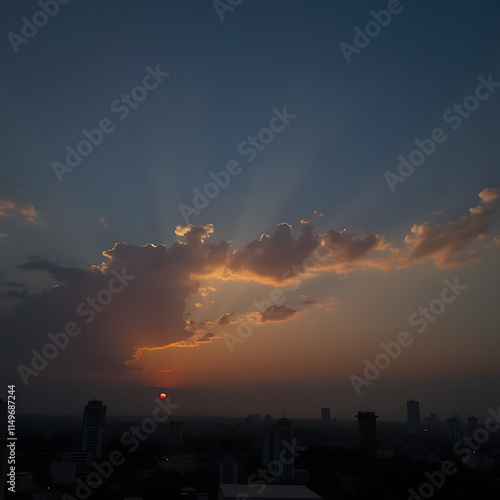 sunset over the city