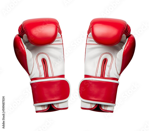 Red leather boxing glove isolated on transparent background