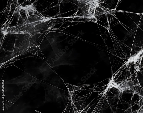 Intricate Spiderweb Texture: A Black and White Macro Photography of a Delicate Web Design