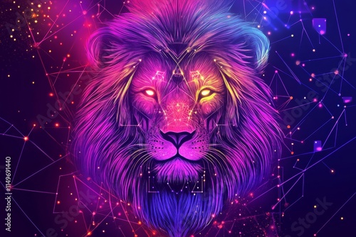 Vibrant leo zodiac sign with geometric background for astrological and design themes photo