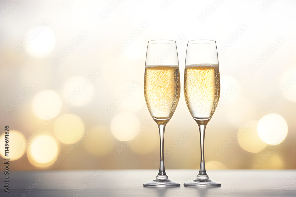Luminous Champagne Glasses Toasting in a Celebratory Setting: A reflection of Sophistication and Joy Luminous Champagne Glasses Toasting in a Celebratory Setting: A reflection of Sophistication and Joy