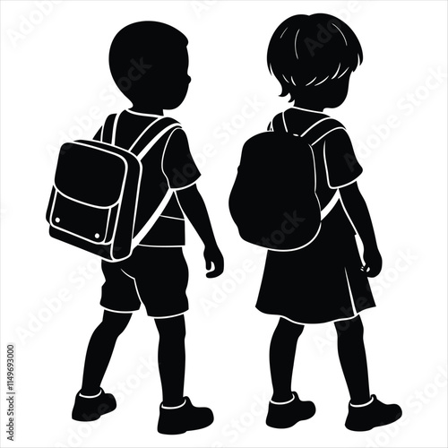 Cartoon children going back to school