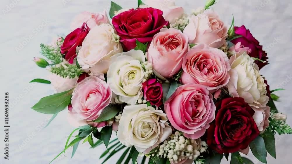 A vibrant bouquet of roses in various shades, symbolizing beauty and affection. A vibrant bouquet of roses in various shades, symbolizing beauty and affection.