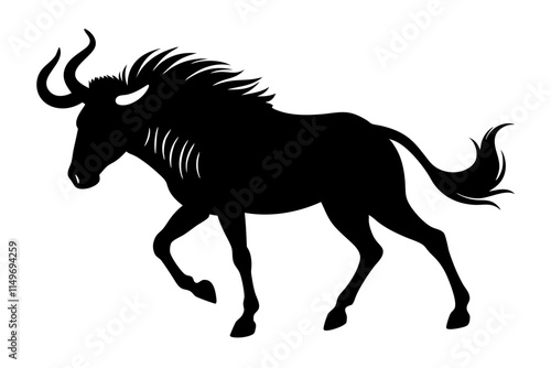 Silhouette of a galloping wildebeest