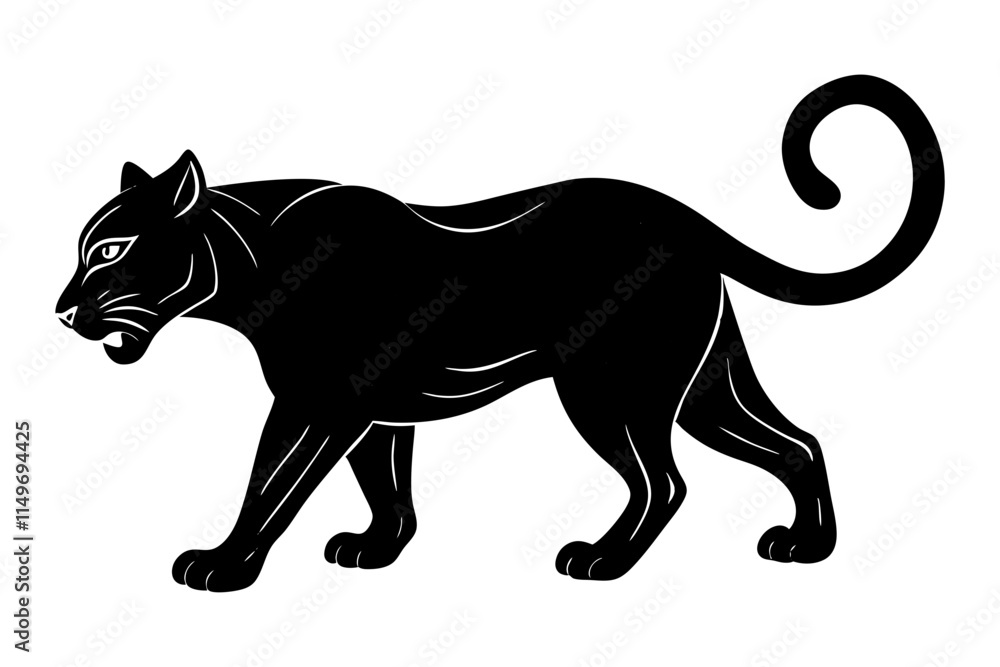 Obraz premium Black silhouette of a stalking jaguar