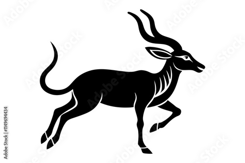 Black silhouette of a bounding antelope