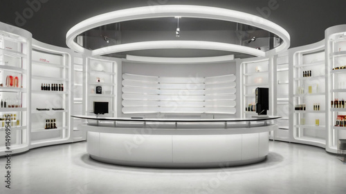  curved white bar with slats white shelve