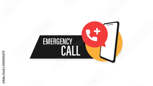 Emergency call. Flat illustration with red emergency call for concept design.