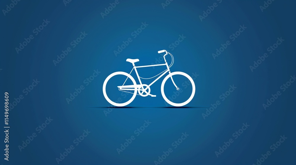 A white bicycle silhouette on a blue background. A white bicycle silhouette on a blue background.