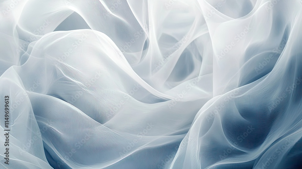 Fototapeta premium Delicate white abstract background with soft overlapping curves for a clean design.
