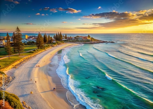 Stunning Panoramic View of North Cottesloe Beach, Perth, Australia: Azure Waters & Golden Sand photo