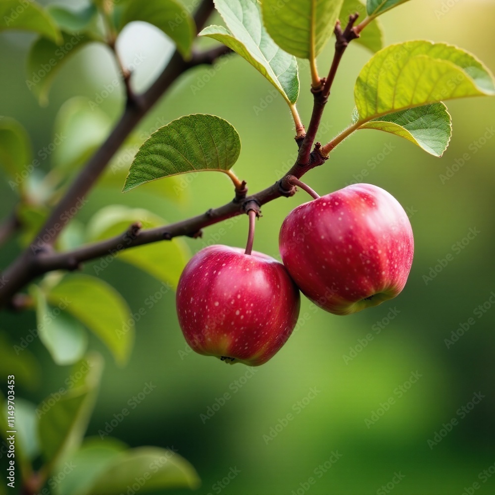 Apples ripening in the branches of an apple tree, outdoor, branches Apples ripening in the branches of an apple tree, outdoor, branches