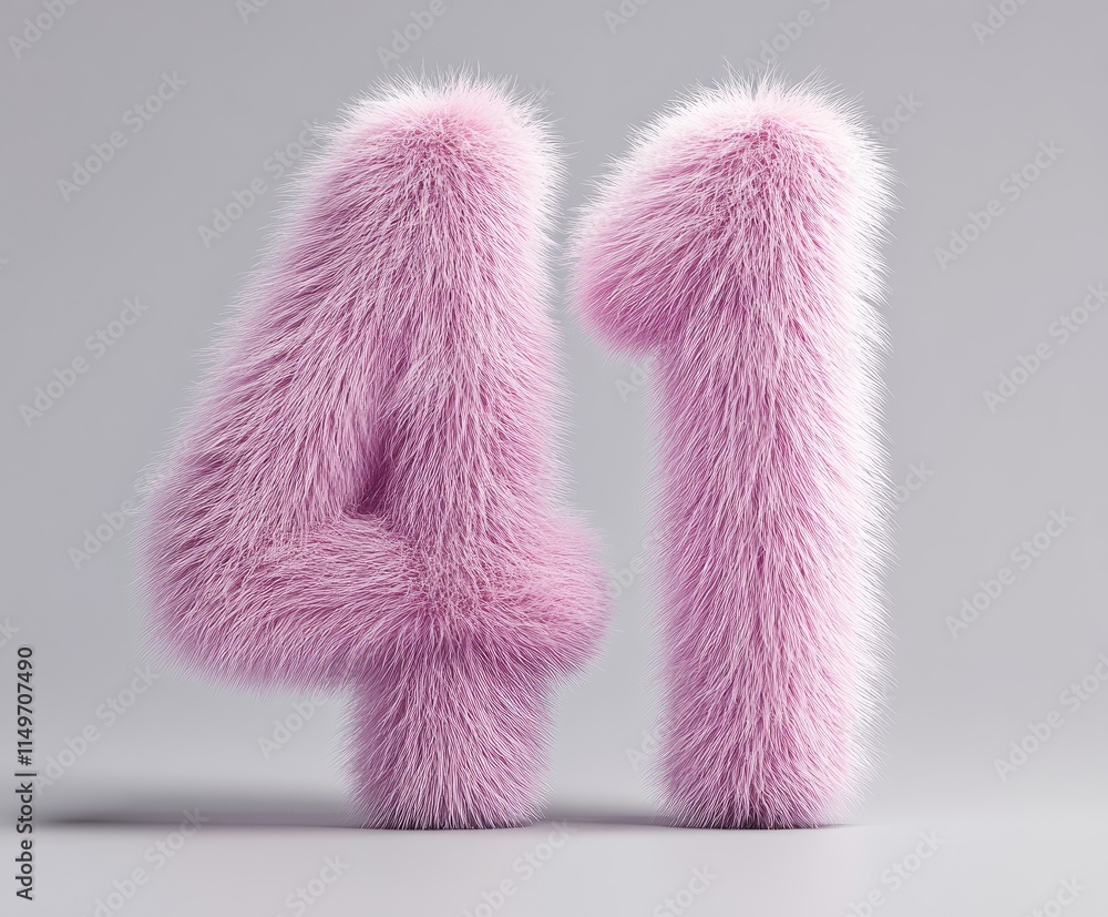 Fluffy pink number 41 on grey background
Fluffy pink number 41 on grey background
