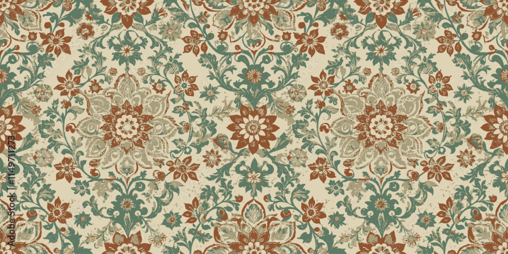 Intricate floral pattern in soft earth tones, ideal for elegant home decor. Intricate floral pattern in soft earth tones, ideal for elegant home decor.