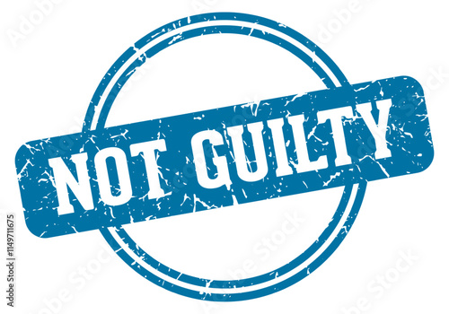 NOT GUILTY stamp on transparent background