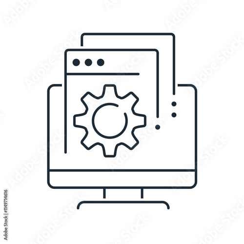 Computer application. Service assistant. Vector linear icon illustration isolated on white background.
