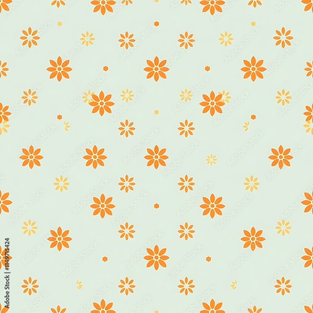 Floral Delight: A gentle, pastel-toned seamless pattern featuring delicate orange flowers and small dots. Perfect for spring and summer designs. Floral Delight: A gentle, pastel-toned seamless pattern featuring delicate orange flowers and small dots. Perfect for spring and summer designs.