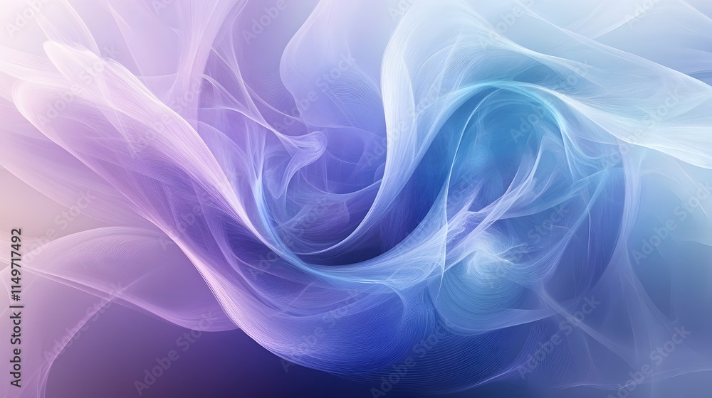 Abstract background with swirling, organic shapes in shades of blue, purple, and white, creating a dreamy and ethereal effect Abstract background with swirling, organic shapes in shades of blue, purple, and white, creating a dreamy and ethereal effect