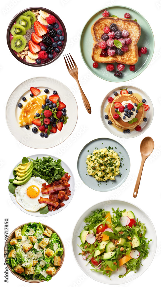 Healthy breakfast png element set, transparent background Healthy breakfast png element set, transparent background