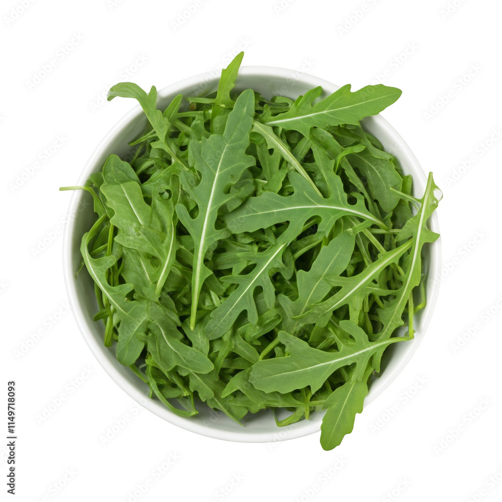 A bowl of fresh arugula leaves A bowl of fresh arugula leaves