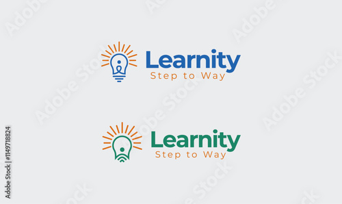 learnity logo, learn logo, education logo, bulb logo, shining bulb logo, shining bulb, school logo, college logo, unity, unity logo, communication, togetherness, combine logo, man, man logo, team work