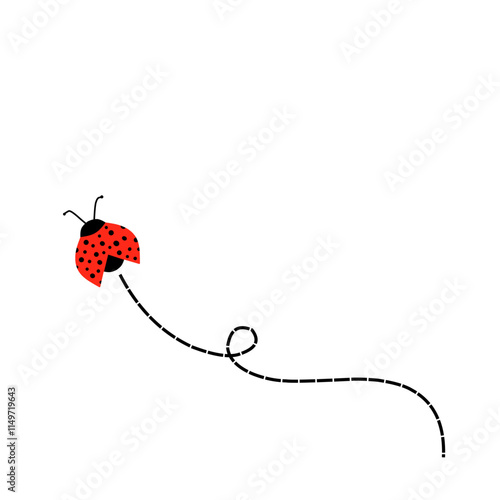 Flying Ladybug With Path Illustration