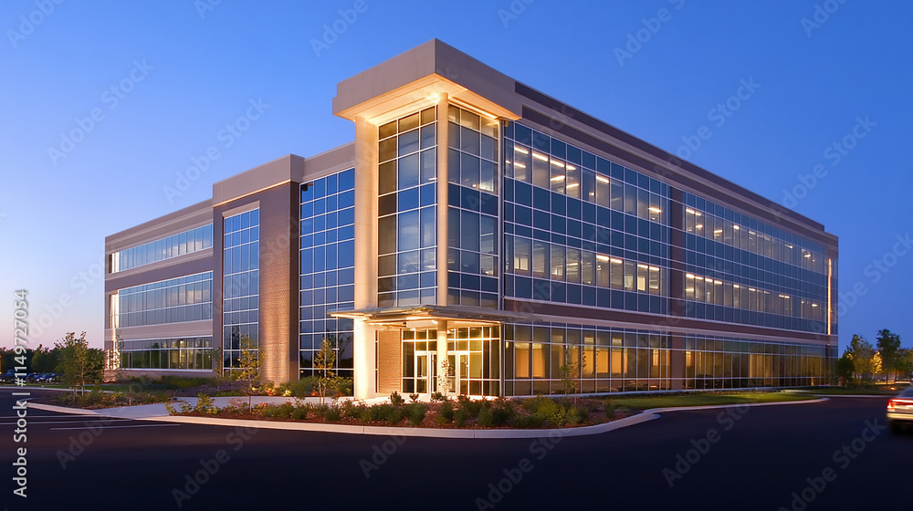 Night Office Building Illuminated silhouette of an office building in a sunset
Night Office Building Illuminated silhouette of an office building in a sunset