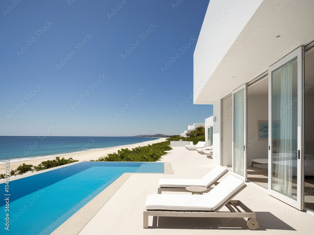 Fototapeta premium Beachfront Paradise with Stunning Ocean View