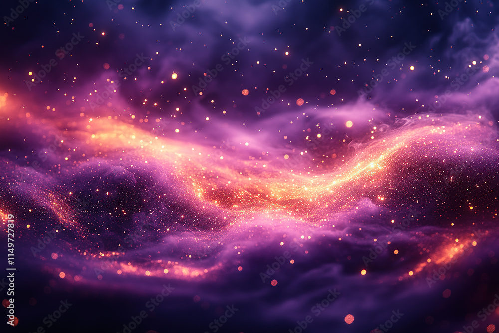 Cosmic nebula swirls in vibrant purple and orange hues. Cosmic nebula swirls in vibrant purple and orange hues.