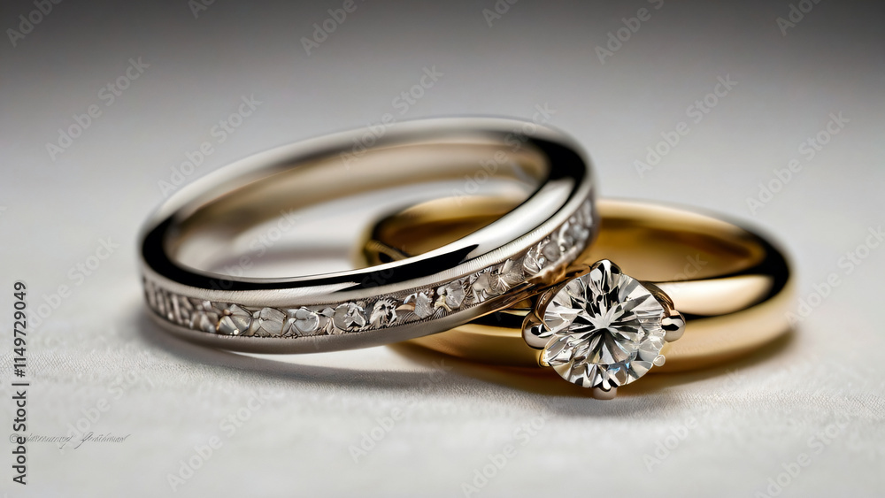 Diamond-studded wedding ring in a classic design. Diamond-studded wedding ring in a classic design.