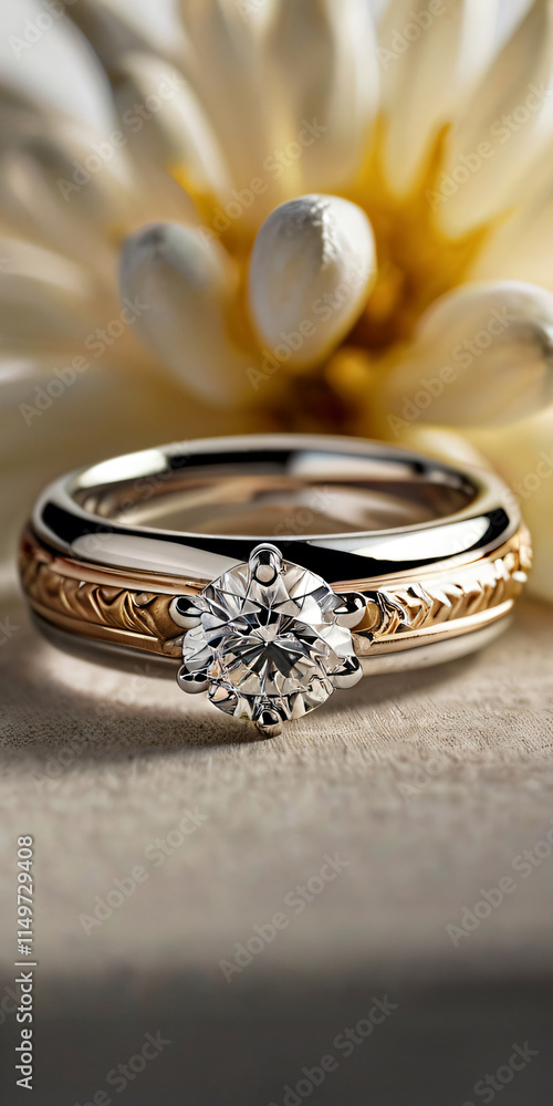 Diamond-studded wedding ring in a classic design. Diamond-studded wedding ring in a classic design.