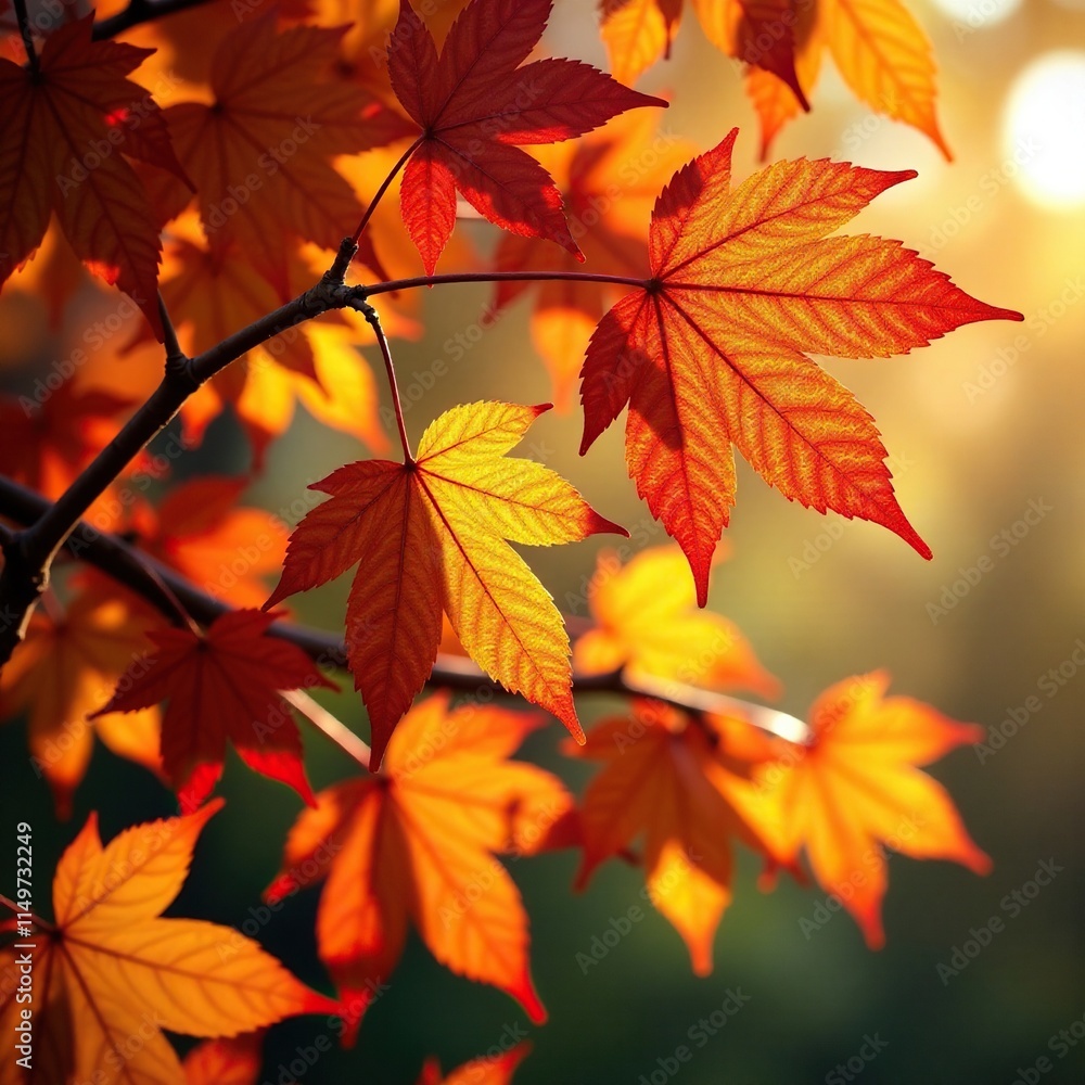 Backlit plane tree leaves in shades of gold and orange, backlit leaves, warm tones, fall foliage Backlit plane tree leaves in shades of gold and orange, backlit leaves, warm tones, fall foliage