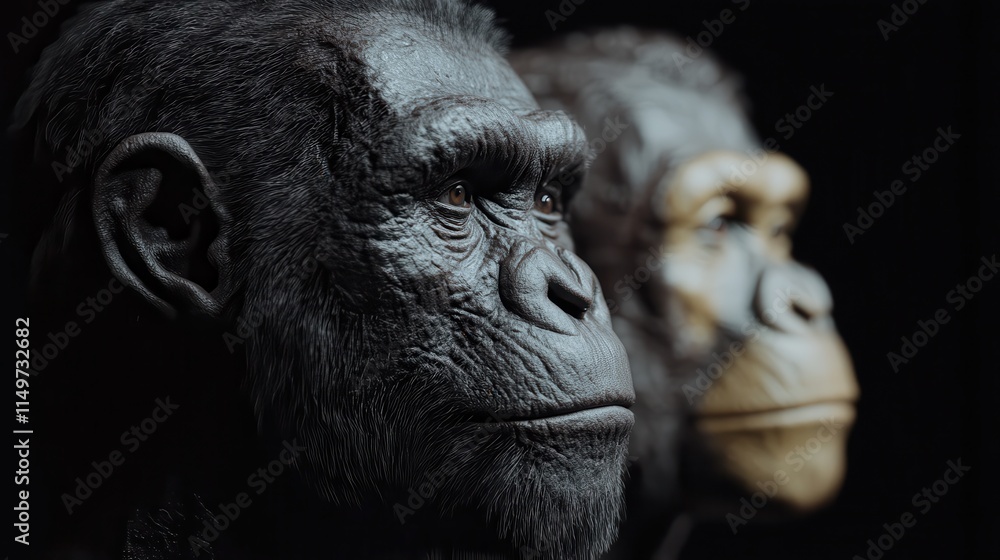 A detailed evolutionary timeline showing the transformation from primates to modern humans. A detailed evolutionary timeline showing the transformation from primates to modern humans.