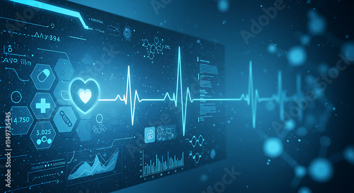 Digital Healthcare Heartbeat Monitoring Medical Technology Data Analysis