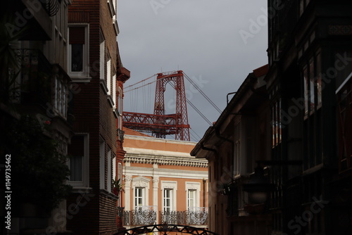 Bizkaia Bridge seen from Portugalete photo