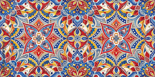 Colorful floral mandala pattern featuring intricate designs and vibrant colors.