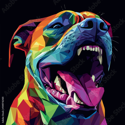 Colorful Low Poly Angry Dog Vector illustration