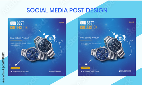 creative modern  template watch social media post design  for sale