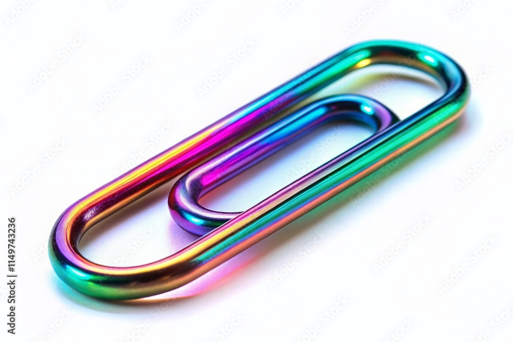 Surreal Close-Up of a Paperclip: Abstract Metallic Texture on White Background