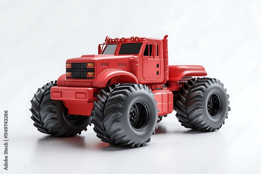 Obraz premium Red Semi trailer Truck Isolated. 3D rendering