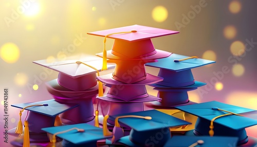 Graduation Caps Pyramid - Abstract Design