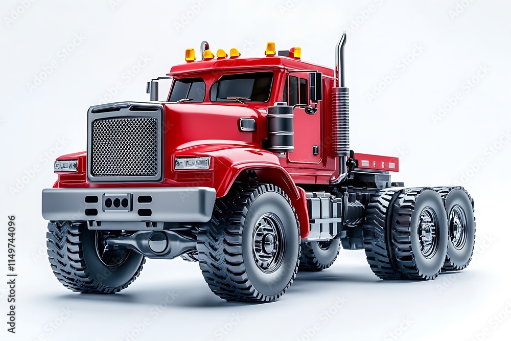Fototapeta premium Red Semi trailer Truck Isolated. 3D rendering