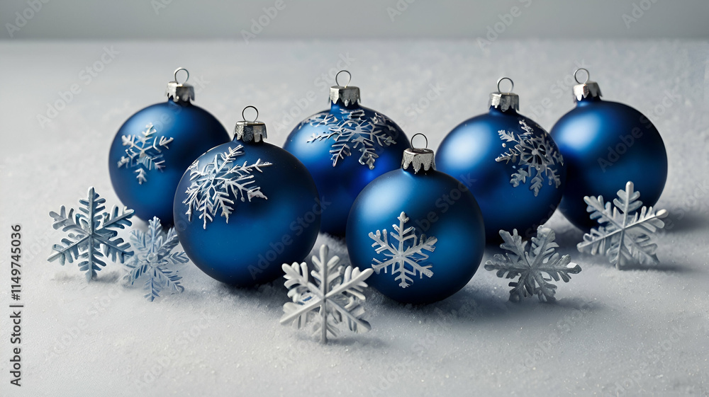 A creative arrangement of seven blue merry chi christmas baubles design with snowflakes - vector Illustration. Over white. crisp Shadows, A creative arrangement of seven blue merry chi christmas baubles design with snowflakes - vector Illustration. Over white. crisp Shadows,