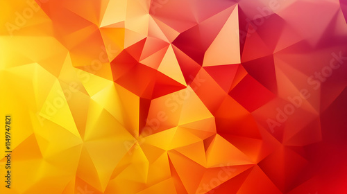 Dynamic 3D abstract design with interlocking polygons, radiant glowing edges, and bright gradients of red, orange, and yellow, creating a high-energy and intense visual experience